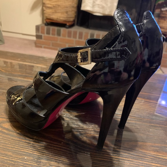 Versace Shoes - Auth Sz 39.5 Italy Versace Platform Black Stiletto Caged Heels